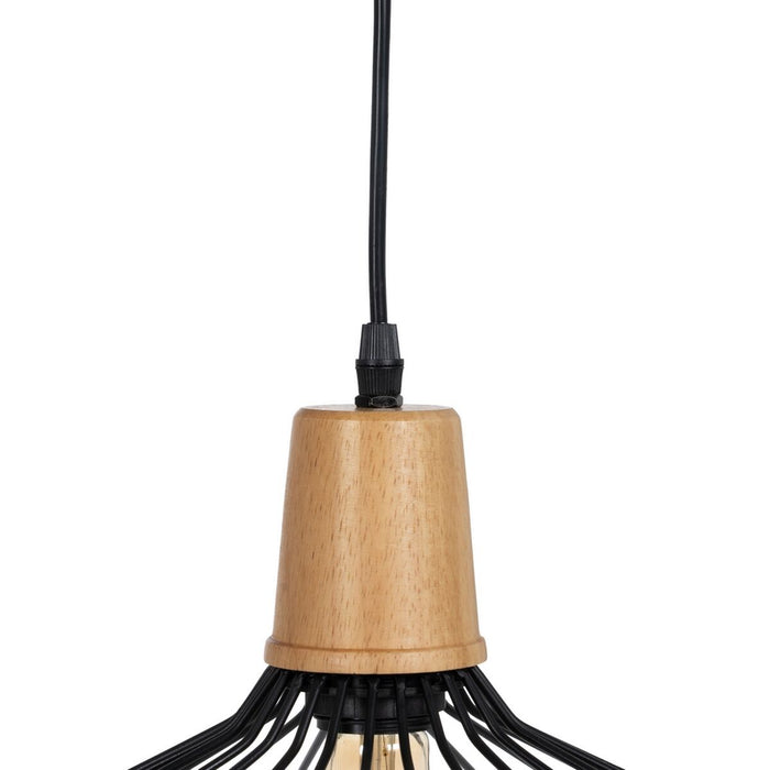 Lustră Negru Natural Lemn Fier 220-240 V 36 x 36 cm