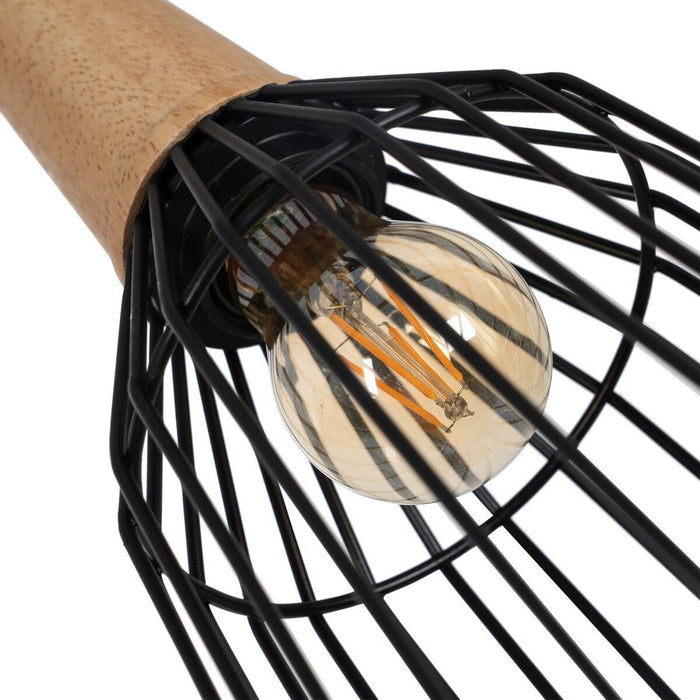 Lustră Negru Natural Lemn Fier 220-240 V 20 x 19,5 cm