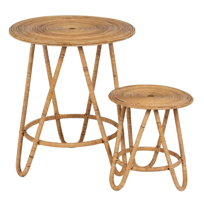 Set de 2 mese Bej Ratan 60 x 60 x 39 cm (2 Unități)