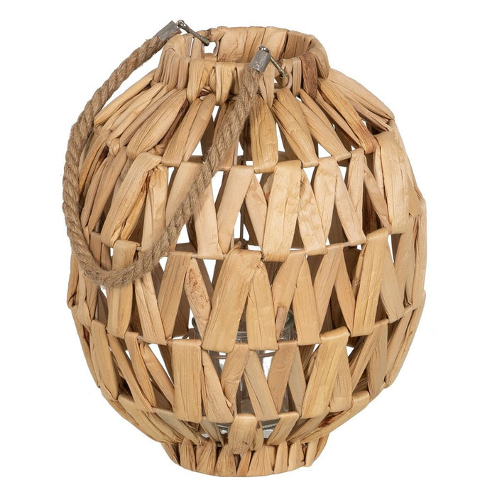 Lucerna Suport de Lumânări Lucerna Bej Metal Geam Zambilă de apă 27 x 27 x 32,5 cm