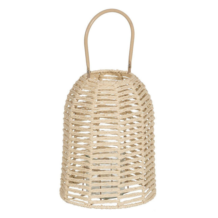 Lucerna Suport de Lumânări Lucerna Crem Natural Metal Hârtie Geam 23 x 23 x 30,5 cm