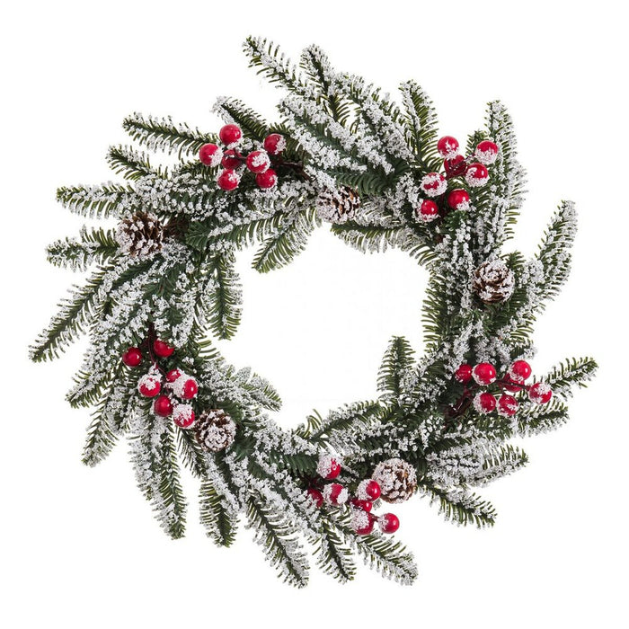 Coroană de Crăciun Alb Roșu Verde Natural Plastic Ananași 35 x 35 cm