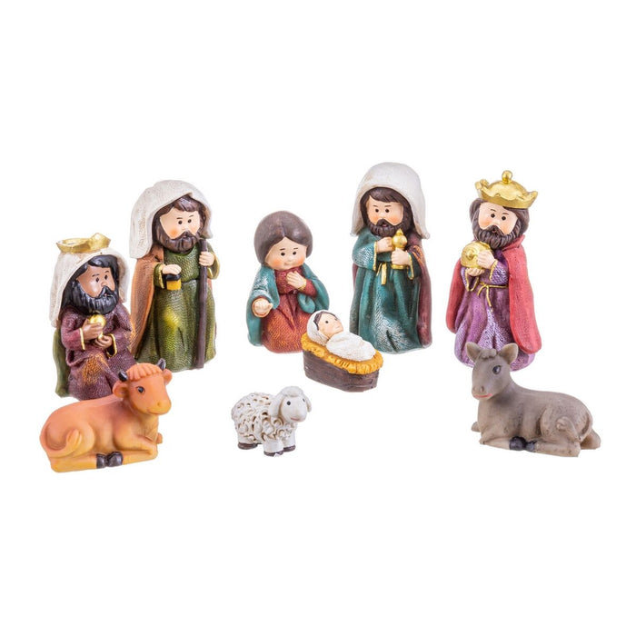 Ornament de Crăciun Nașterea / Betleem Multicolor Polirășină 9 cm (9 Piese)
