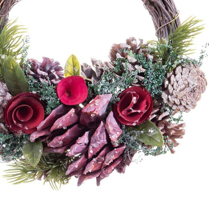 Coroană de Crăciun Roșu Multicolor Ratan Plastic Foam Ananași 24 x 22 x 8 cm