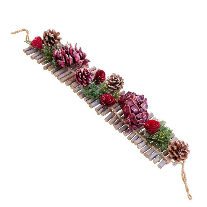 Agățătoare pentru uși Crăciun Roșu Multicolor Ratan Plastic Foam Ananași 50 x 10 x 6 cm