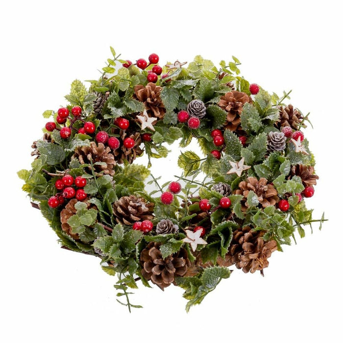 Coroană de Crăciun Roșu Multicolor Plastic Foam Ananași 35 x 35 x 9 cm