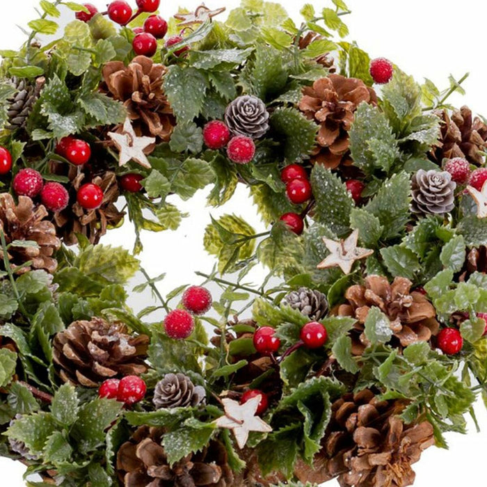 Coroană de Crăciun Roșu Multicolor Plastic Foam Ananași 35 x 35 x 9 cm