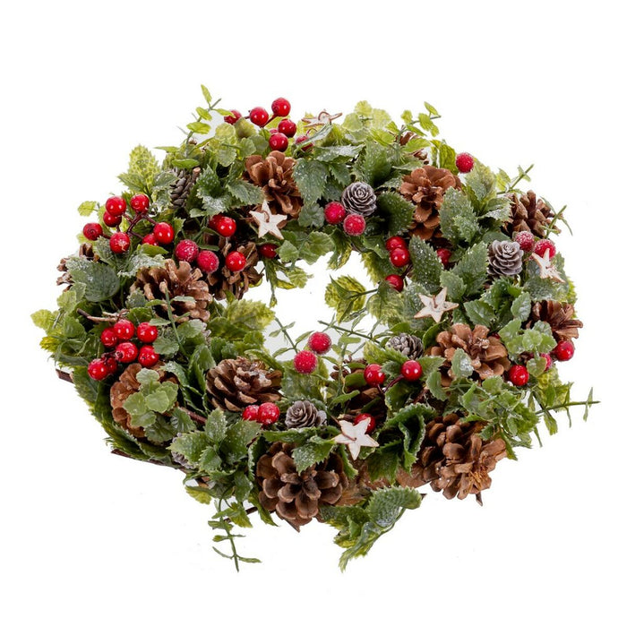 Coroană de Crăciun Roșu Multicolor Plastic Foam Ananași 35 x 35 x 9 cm