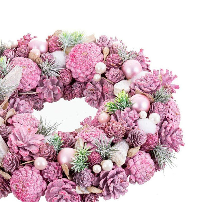 Coroană de Crăciun Roz Multicolor Plastic Foam 34 x 34 x 8,5 cm