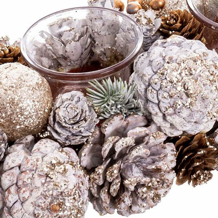 Suport de lumânări de Crăciun Alb Auriu* Plastic Foam 32 x 15 x 9 cm