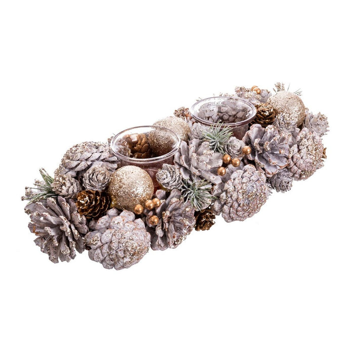 Suport de lumânări de Crăciun Alb Auriu* Plastic Foam 32 x 15 x 9 cm