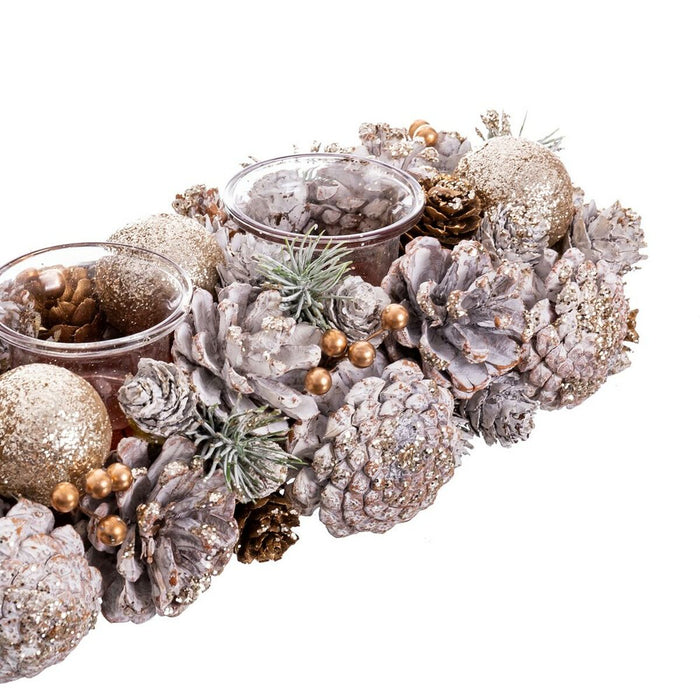 Suport de lumânări de Crăciun Alb Auriu* Plastic Foam 32 x 15 x 9 cm