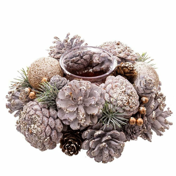 Suport de lumânări de Crăciun Alb Auriu* Plastic Foam 19 x 19 x 9 cm