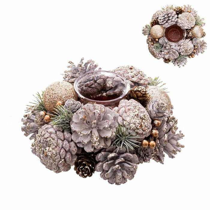 Suport de lumânări de Crăciun Alb Auriu* Plastic Foam 19 x 19 x 9 cm