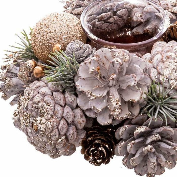 Suport de lumânări de Crăciun Alb Auriu* Plastic Foam 19 x 19 x 9 cm