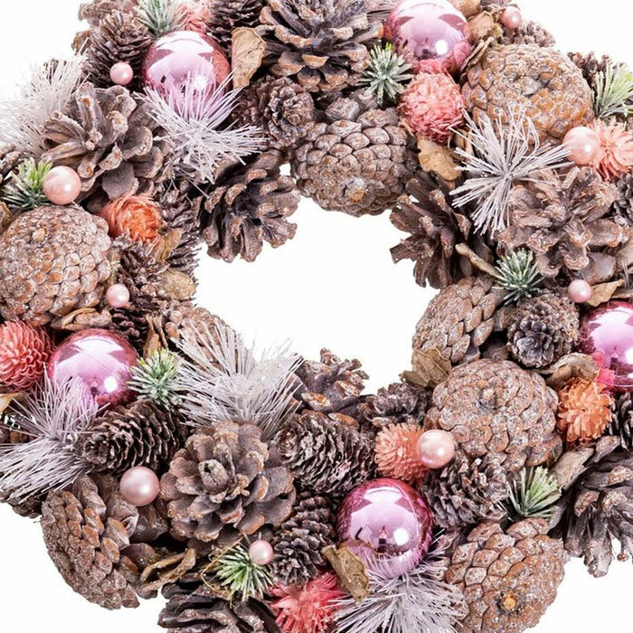 Coroană de Crăciun Alb Roz Plastic Foam 26 x 26 x 8 cm