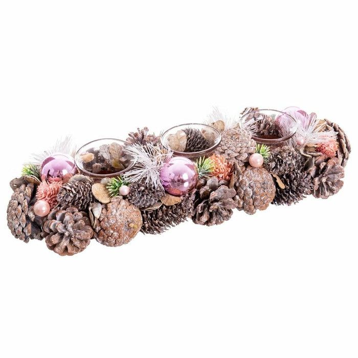 Suport de lumânări de Crăciun Alb Roz Plastic Foam 38 x 15 x 8,5 cm