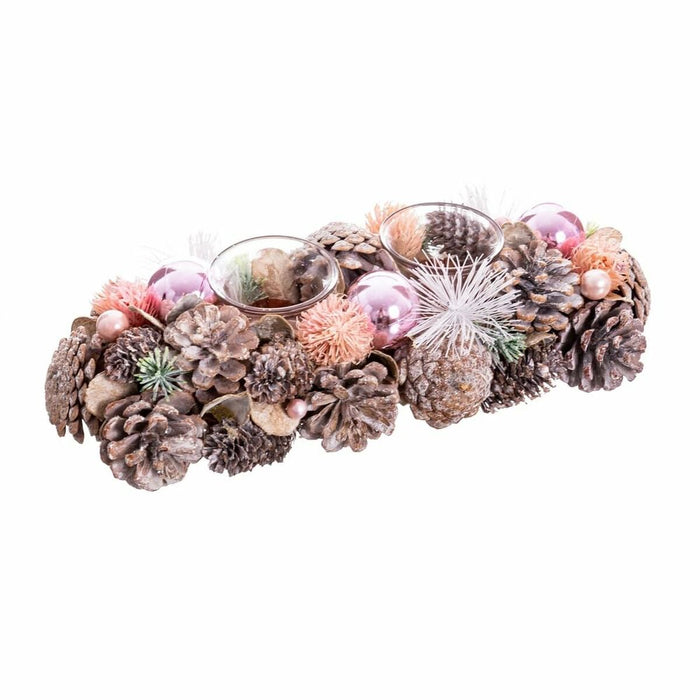 Suport de lumânări de Crăciun Alb Roz Plastic Foam 32 x 15 x 9 cm