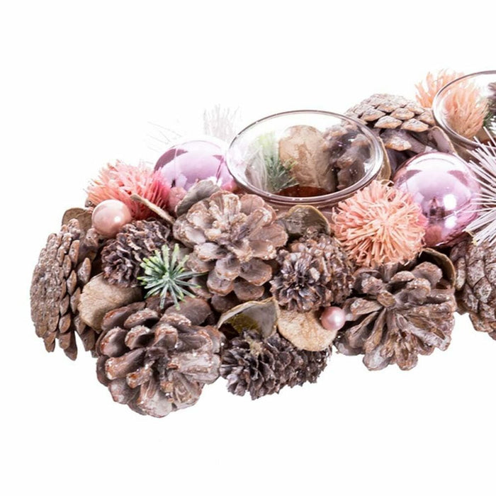 Suport de lumânări de Crăciun Alb Roz Plastic Foam 32 x 15 x 9 cm