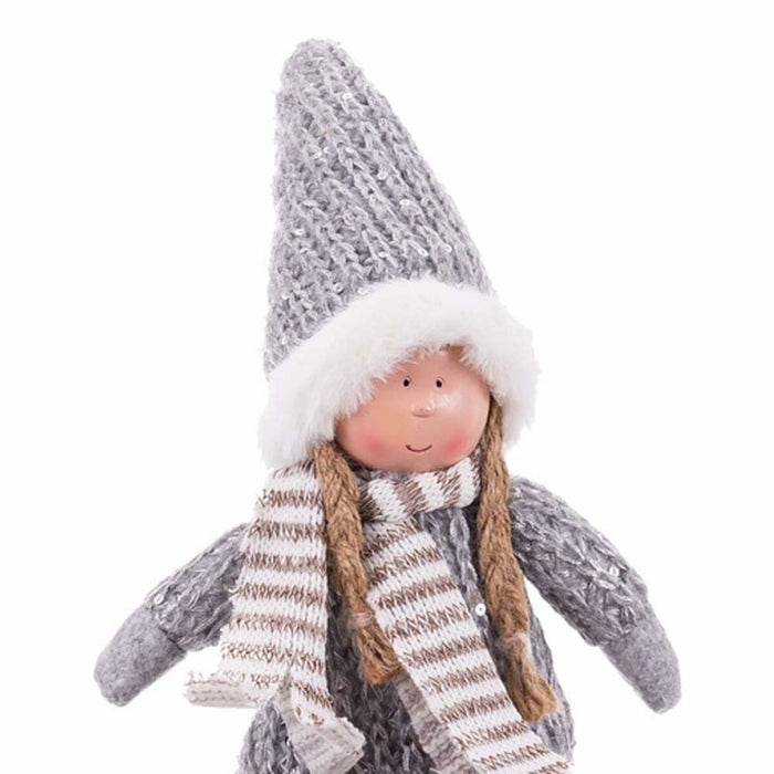 Ornament de Crăciun Gri Multicolor Metal Polirășină Țesătură Fată 12 x 9 x 52 cm