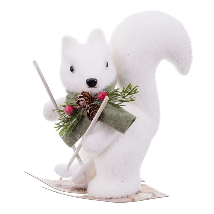 Ornament de Crăciun Alb Multicolor Plastic Polyfoam Țesătură Veveriţă 18 x 10 x 18 cm