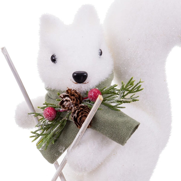 Ornament de Crăciun Alb Multicolor Plastic Polyfoam Țesătură Veveriţă 18 x 10 x 18 cm