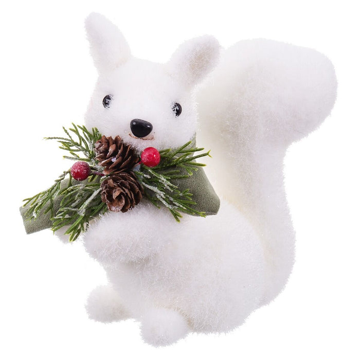 Ornament de Crăciun Alb Multicolor Plastic Polyfoam Țesătură Veveriţă 9 x 16 x 16 cm