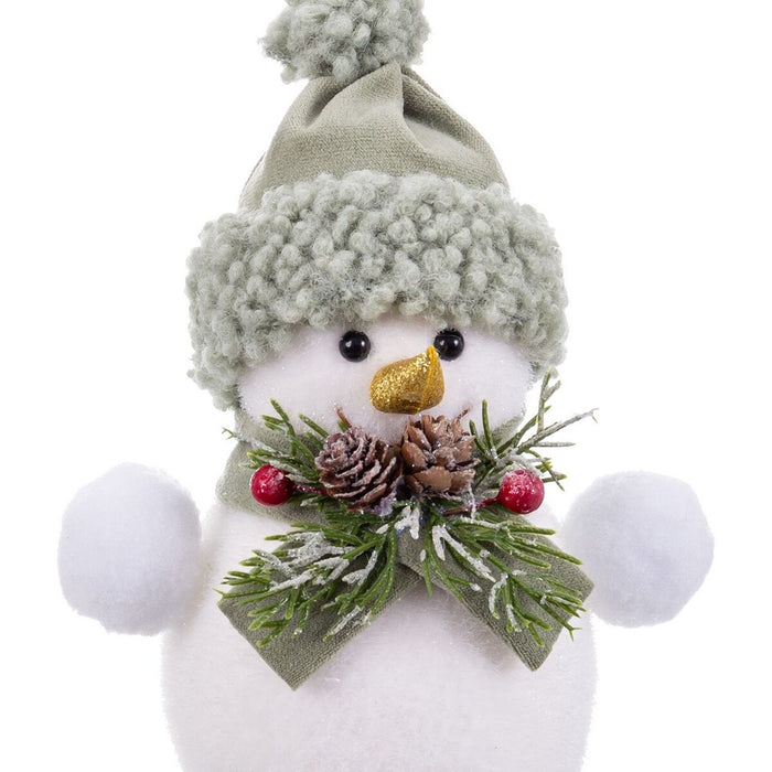 Ornament de Crăciun Alb Multicolor Plastic Polyfoam Țesătură Om de Zăpadă 14 x 12 x 20 cm