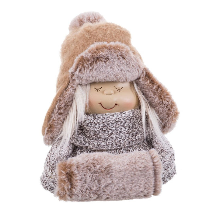 Ornament de Crăciun Bej Polirășină Țesătură Copil 16 x 13 x 21 cm