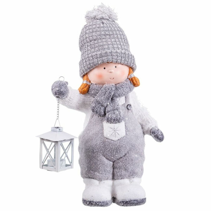 Ornament de Crăciun Alb Gri Fată 23,5 x 16,5 x 42 cm