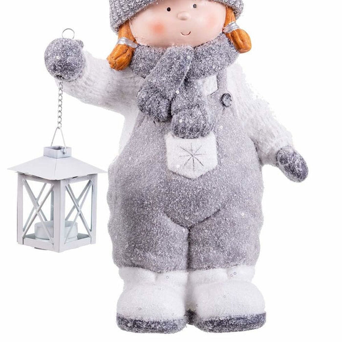 Ornament de Crăciun Alb Gri Fată 23,5 x 16,5 x 42 cm