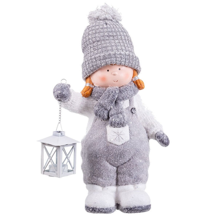 Ornament de Crăciun Alb Gri Fată 23,5 x 16,5 x 42 cm