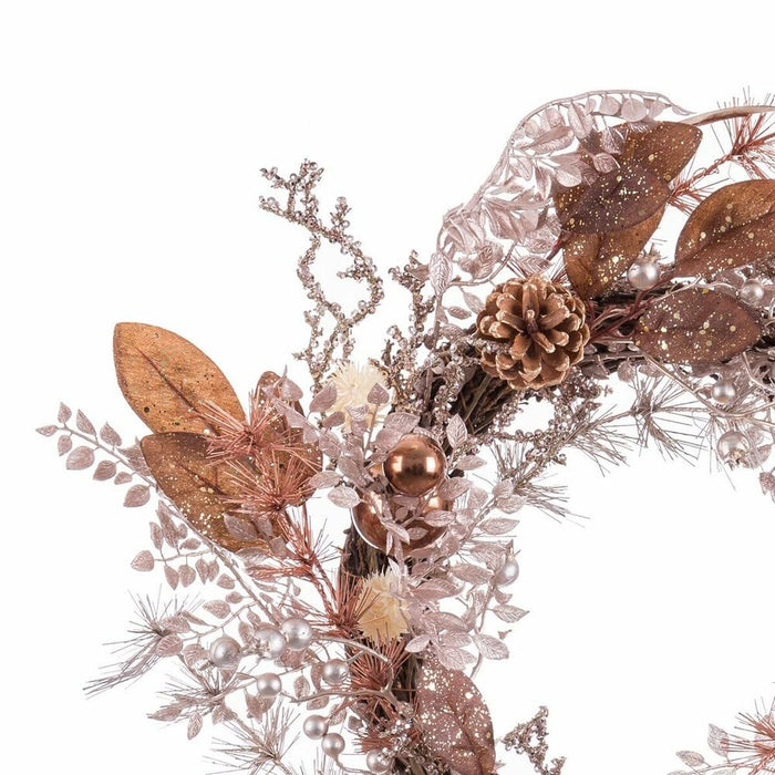 Coroană de Crăciun Cupru Ratan Plastic Ananași 55 cm