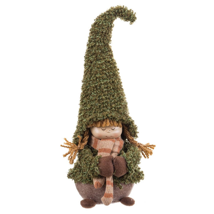 Ornament de Crăciun Maro Verde Polirășină Țesătură Fată 13 x 12 x 41 cm