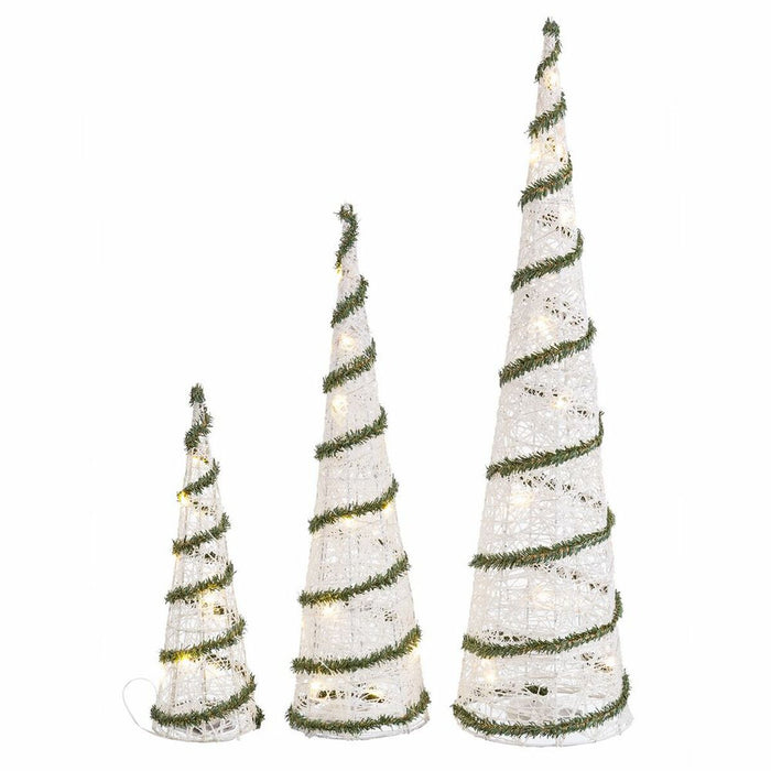 Ornament de Crăciun Alb Verde Metal Plastic 20 x 20 x 80 cm (3 Unități)