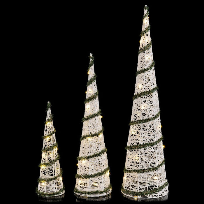 Ornament de Crăciun Alb Verde Metal Plastic 20 x 20 x 80 cm (3 Unități)