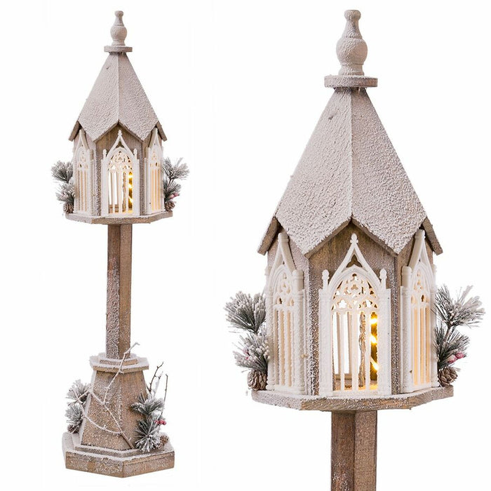 Ornament de Crăciun Alb Verde Natural Lemn Plastic Lucerna 28 x 25 x 100 cm