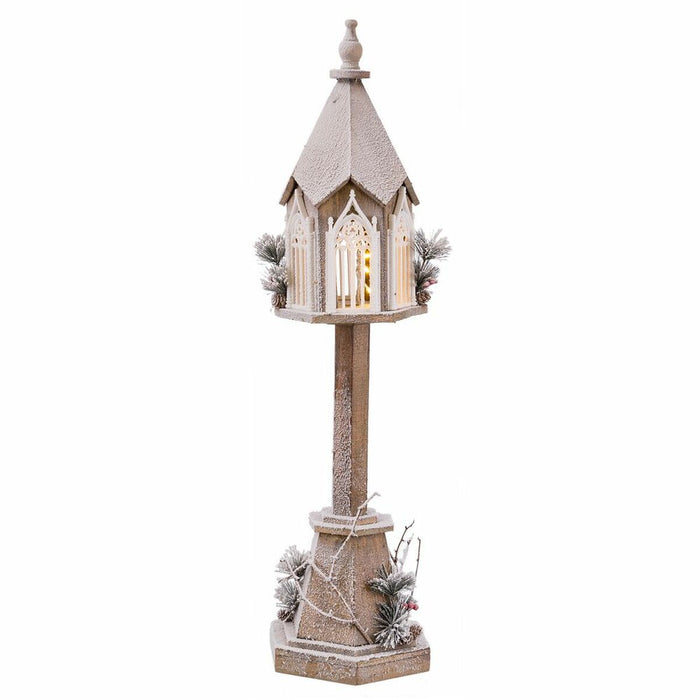 Ornament de Crăciun Alb Verde Natural Lemn Plastic Lucerna 28 x 25 x 100 cm