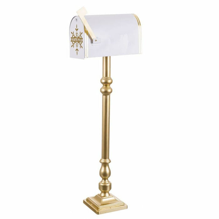 Ornament de Crăciun Alb Auriu* Metal Cutie de scrisori 33 x 18 x 100,5 cm
