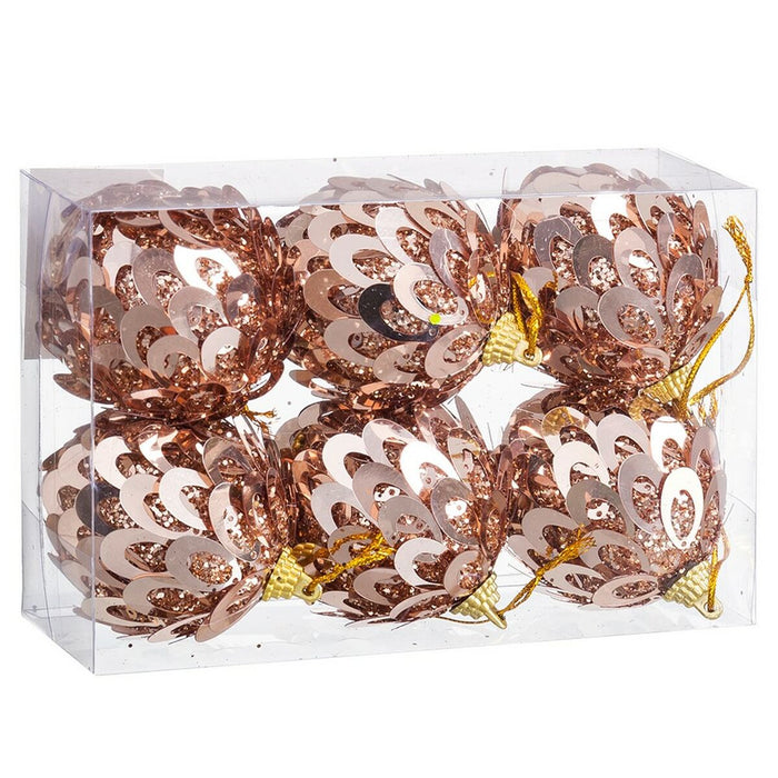 Globuri de Crăciun Bronz Plastic Polyfoam 6 x 6 x 6 cm (6 Unități)