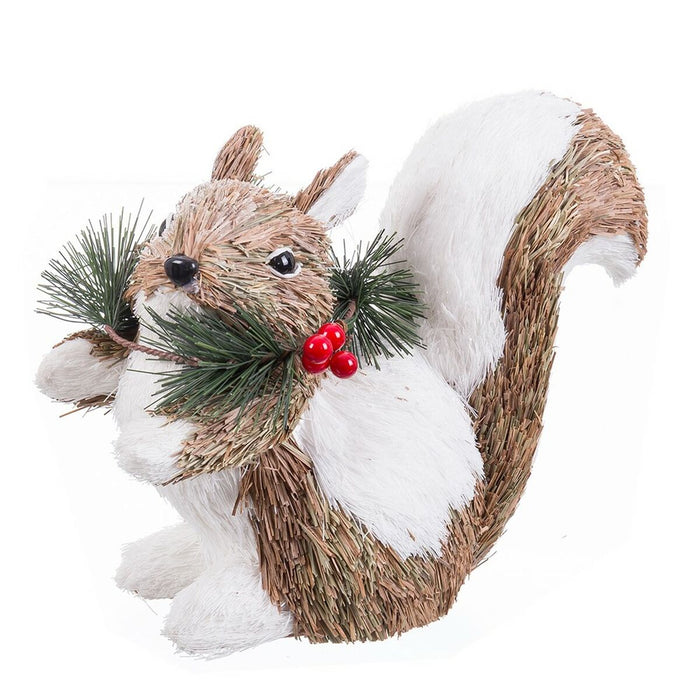 Ornament de Crăciun Alb Natural Fibră Polyfoam Veveriţă 21 x 10 x 17 cm