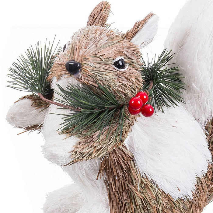 Ornament de Crăciun Alb Natural Fibră Polyfoam Veveriţă 21 x 10 x 17 cm