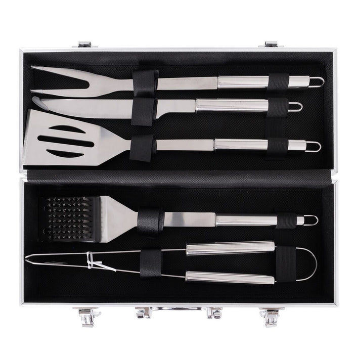 Kit de ustensile pentru grătar cu husă geantă Oțel inoxidabil 37 x 16 x 8 cm