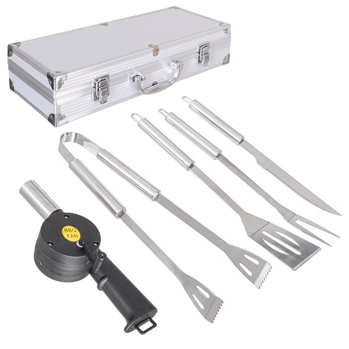 Kit de ustensile pentru grătar cu husă geantă Oțel inoxidabil 37 x 15 x 8 cm