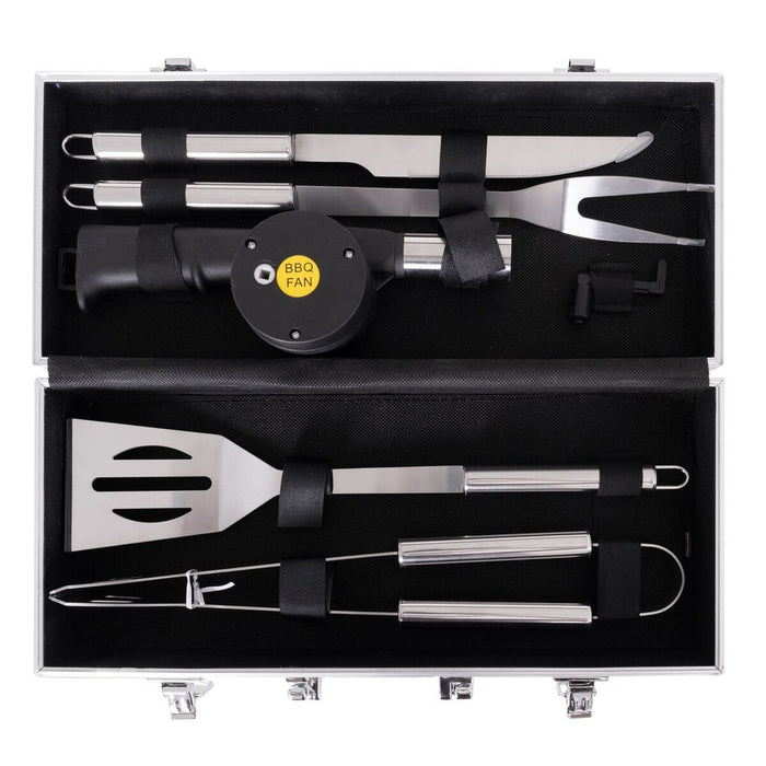 Kit de ustensile pentru grătar cu husă geantă Oțel inoxidabil 37 x 15 x 8 cm