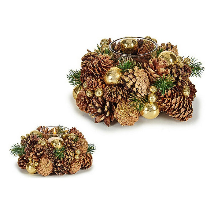 Suport de lumânări de Crăciun Auriu* Maro Transparent 19 x 9 x 19 cm