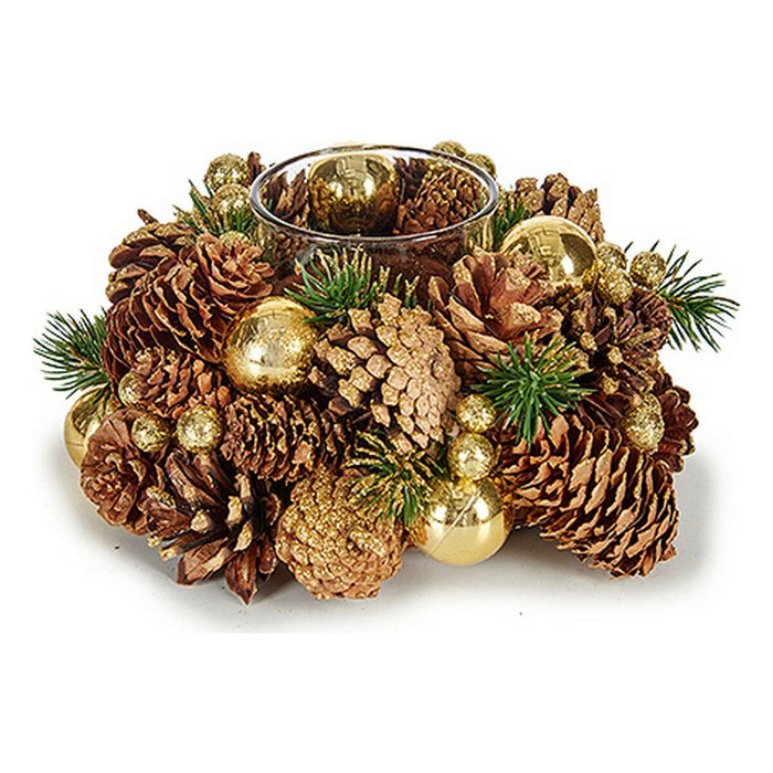 Suport de lumânări de Crăciun Auriu* Maro Transparent 19 x 9 x 19 cm