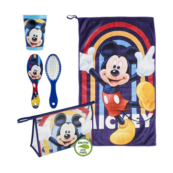 Set de Toaletă pentru Copii de Voiaj Mickey Mouse Albastru (23 x 16 x 7 cm) (4 pcs)