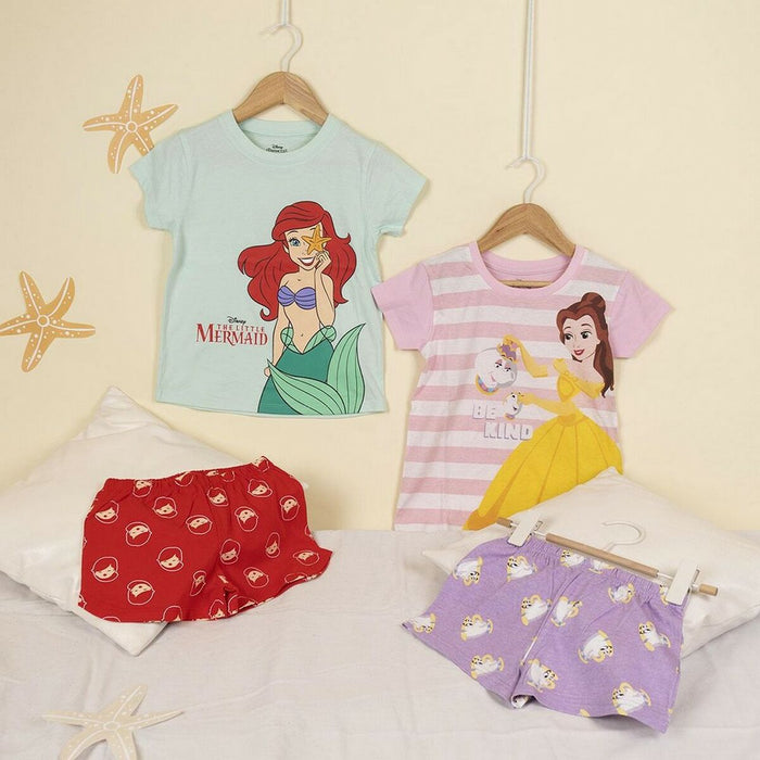 Pijamaua de Vară Disney Princess Roșu Verde Verde deschis
