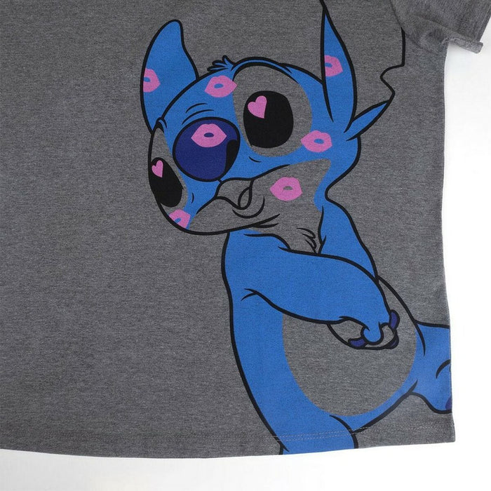 Tricou cu Mânecă Scurtă Femei Stitch Gri închis Gri